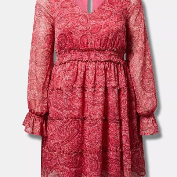 Torrid Mini Lurex Chiffon Tiered Dress 4X - Picture 5 of 5